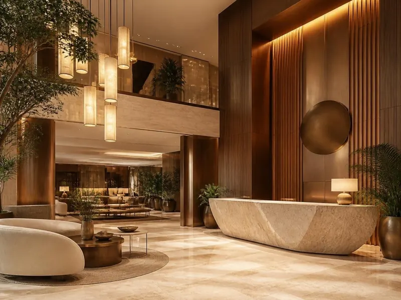 Interior concept of a boutique hotel lobby