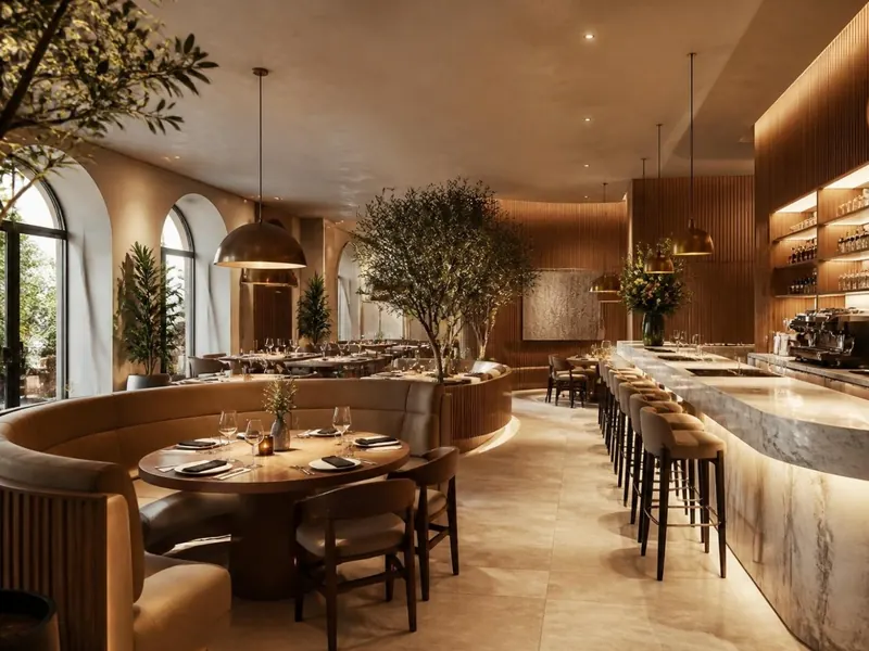 Interior concept of an upscale restaurant