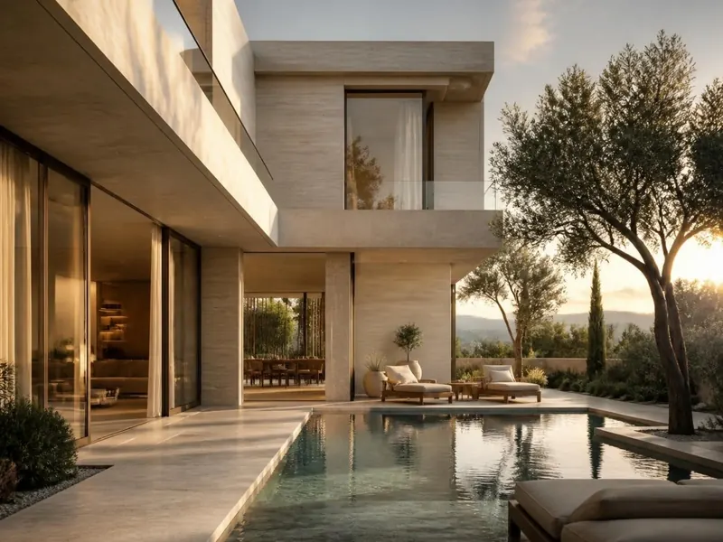Concept render of a contemporary villa with a pool