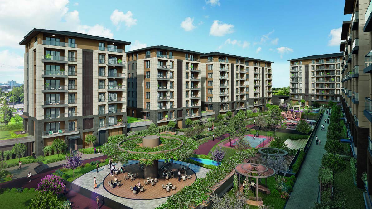 Lotus Yaşam landscaped courtyard between the residential blocks