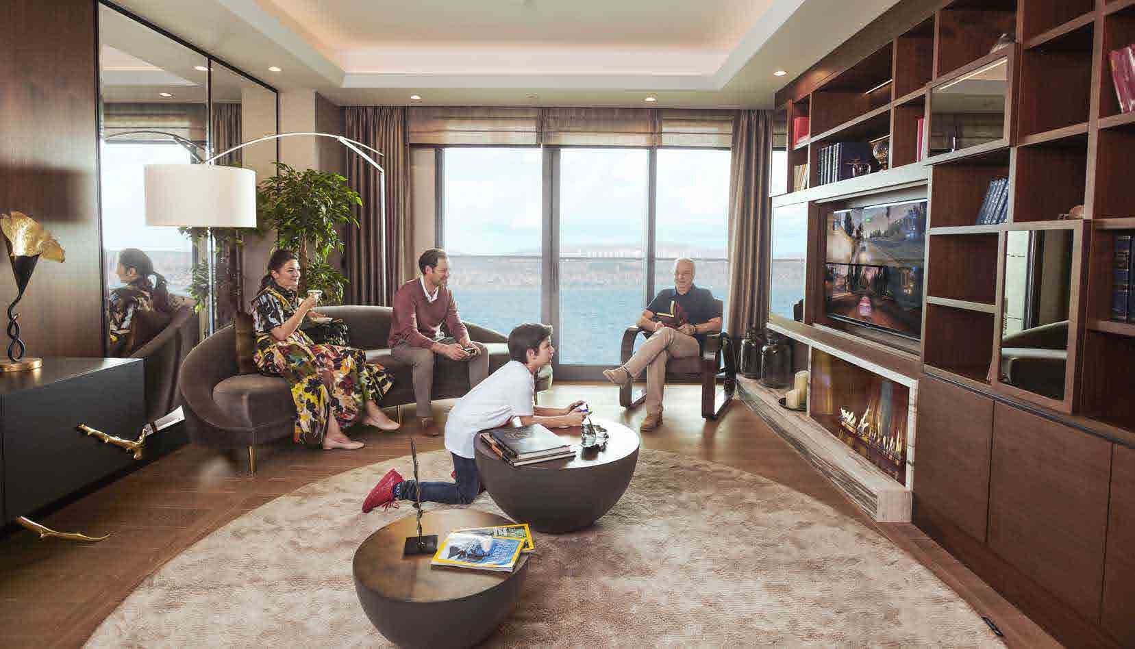 Büyükyalı apartment living room with sea view