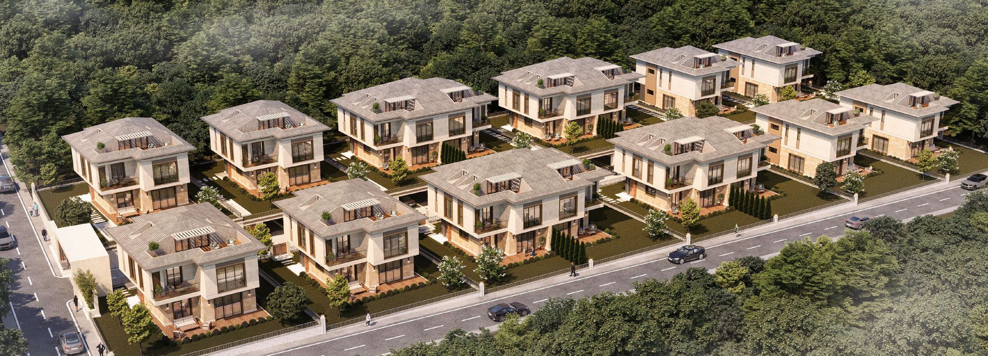 Lotus Manzara Beylikdüzü aerial view of the villas