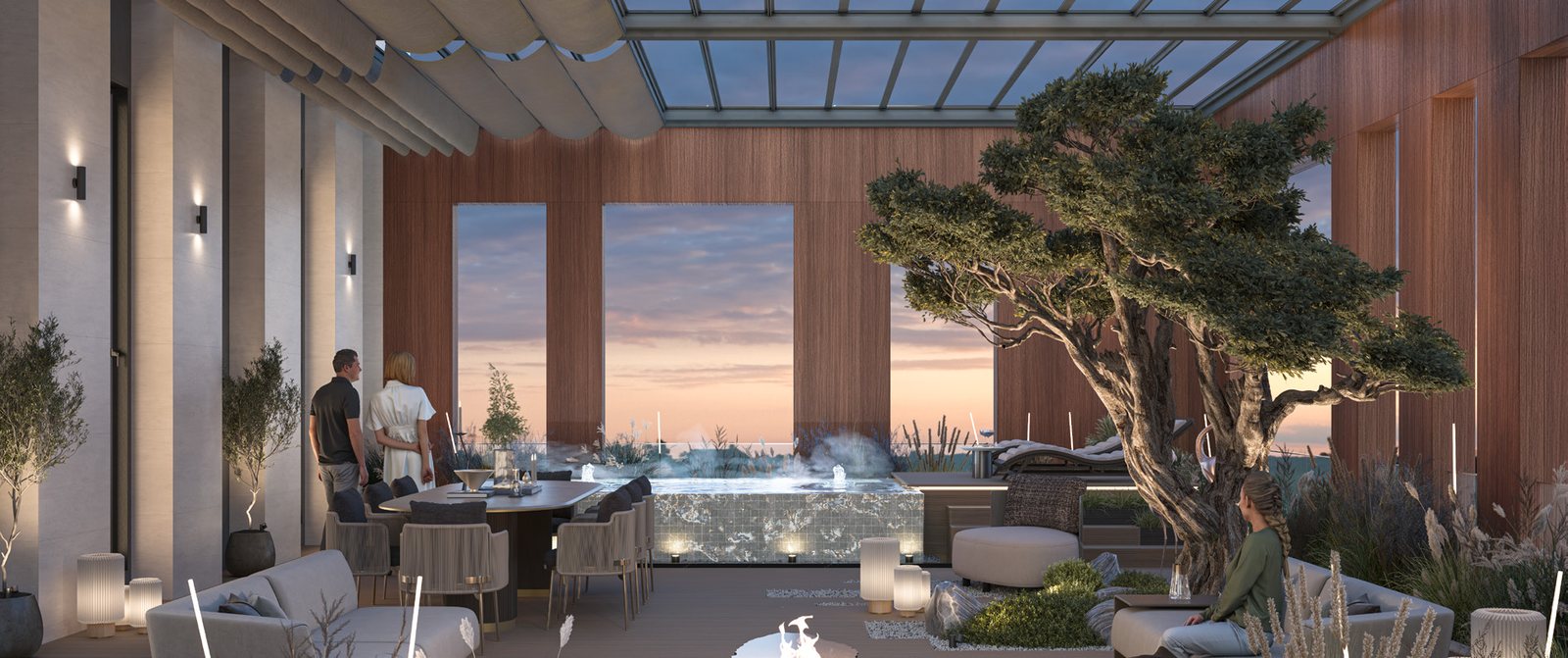 Lotus Şişli penthouse terrace over the city