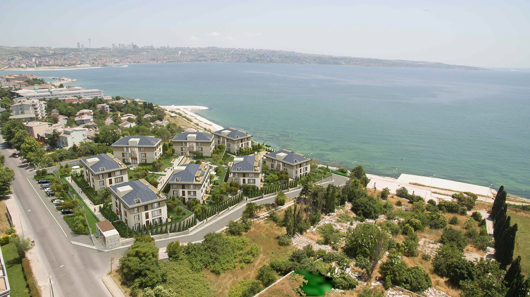 Lotus Yalı aerial view on the Büyükçekmece coast