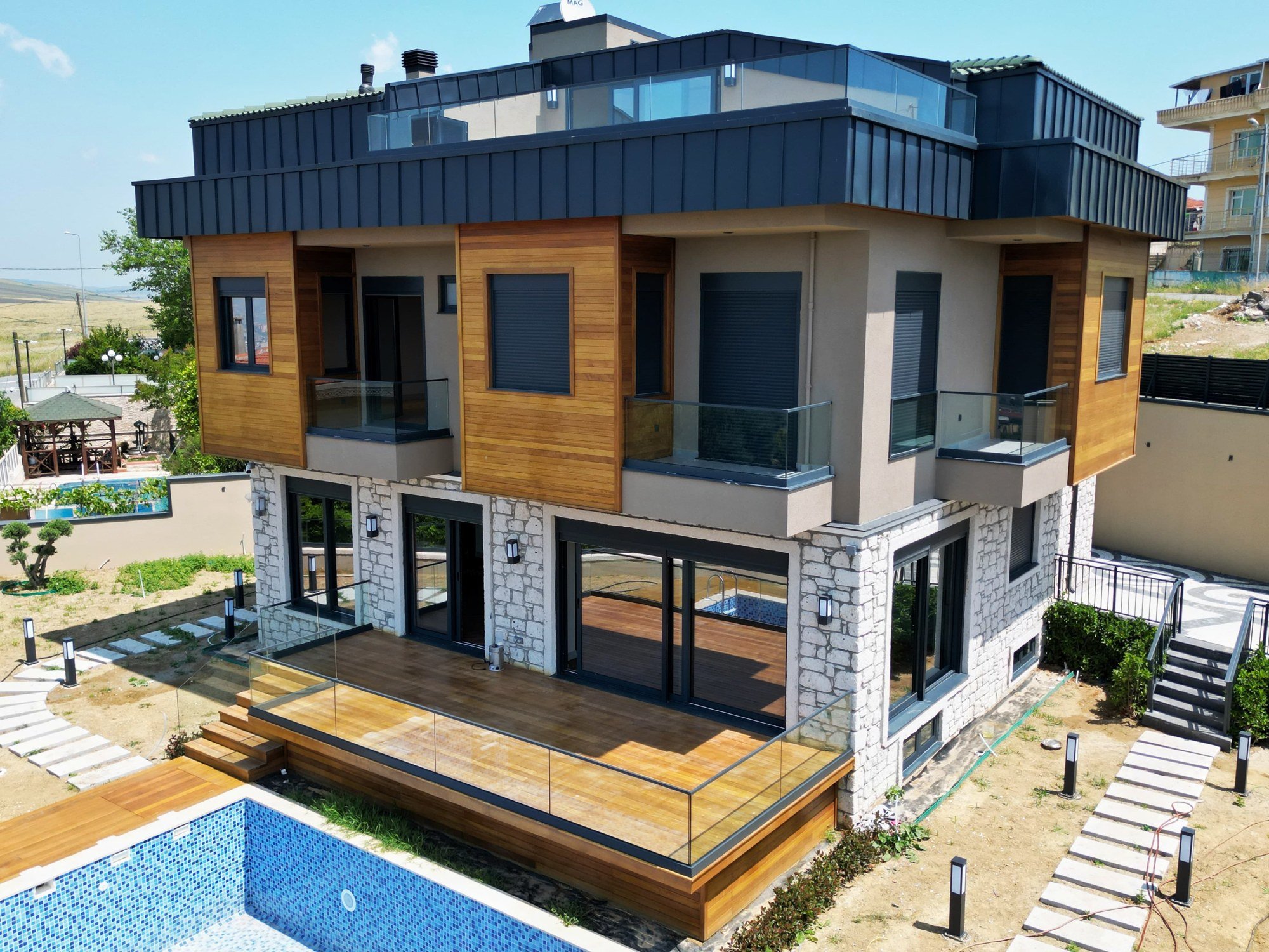 Marmara Haven Villa aerial view with pool and terrace